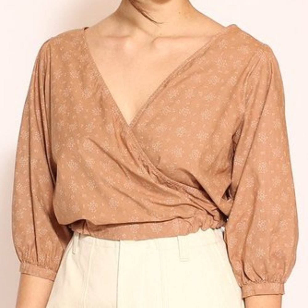 ESBY Marie Prairie Wrap Top in Pecan